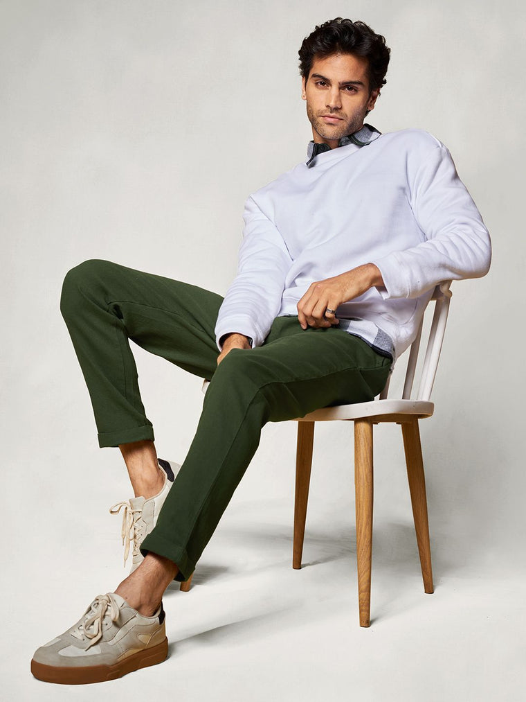 Solids: Dark Olive Textured Pants