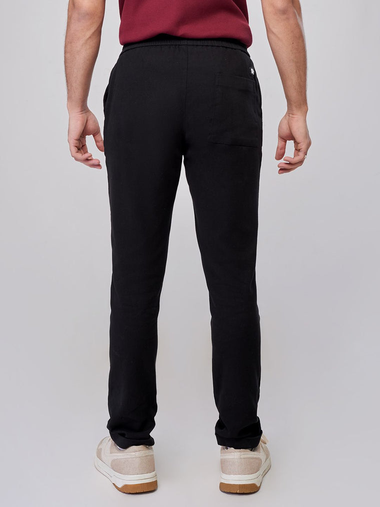 Solids: Black Textured Pants