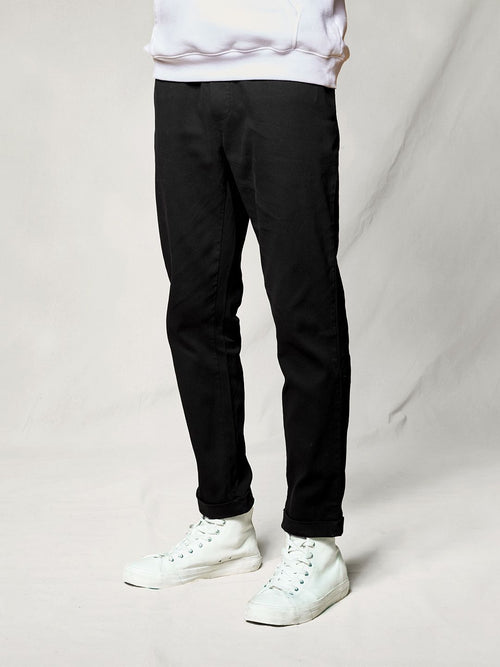 Solids: Black Textured Pants