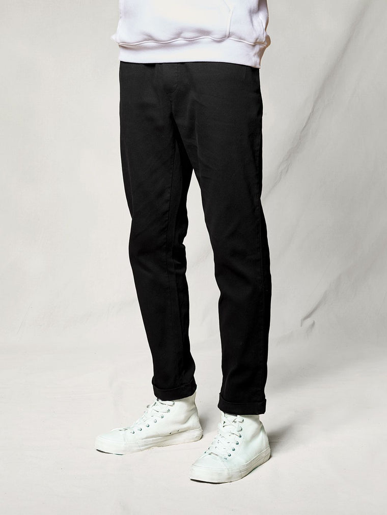 Solids: Black Textured Pants