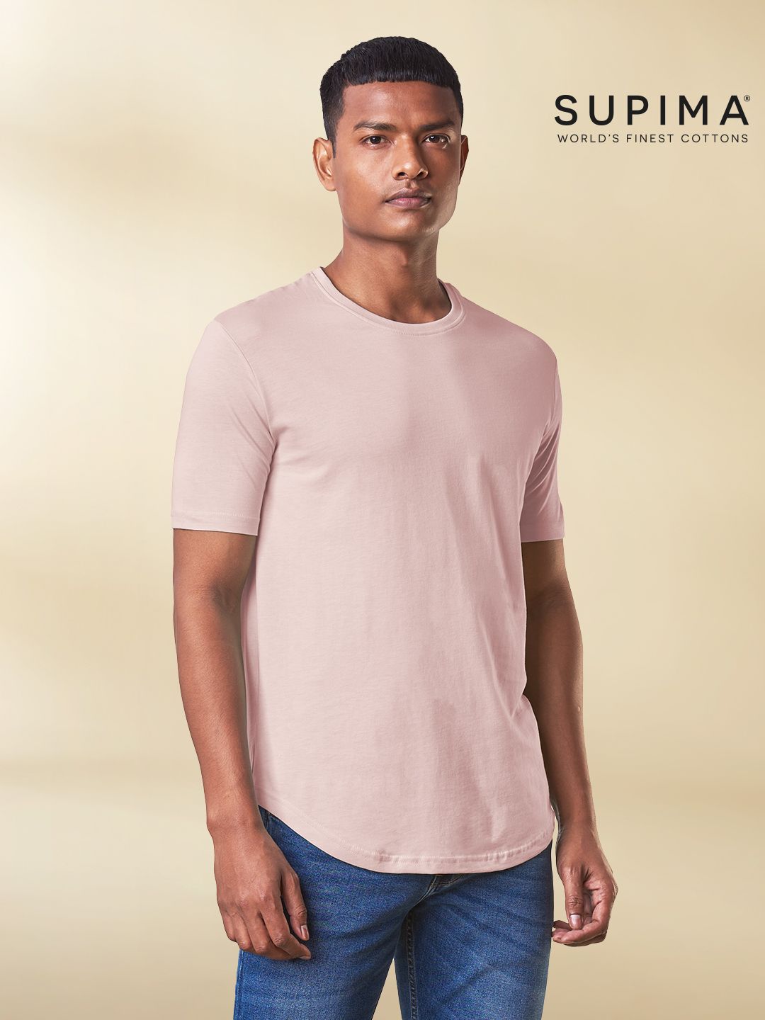 Supima: Nude Pink Supima Drop Cut T-Shirts
