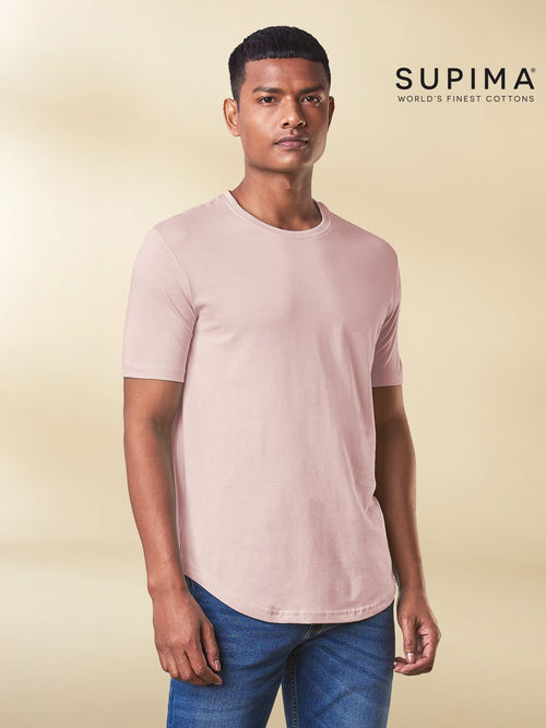 Supima: Nude Pink Supima Drop Cut T-Shirts