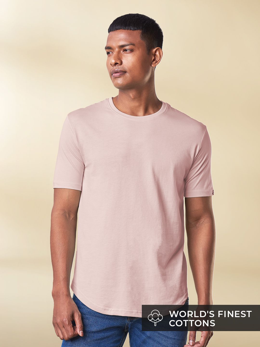 Supima: Nude Pink Supima Drop Cut T-Shirts