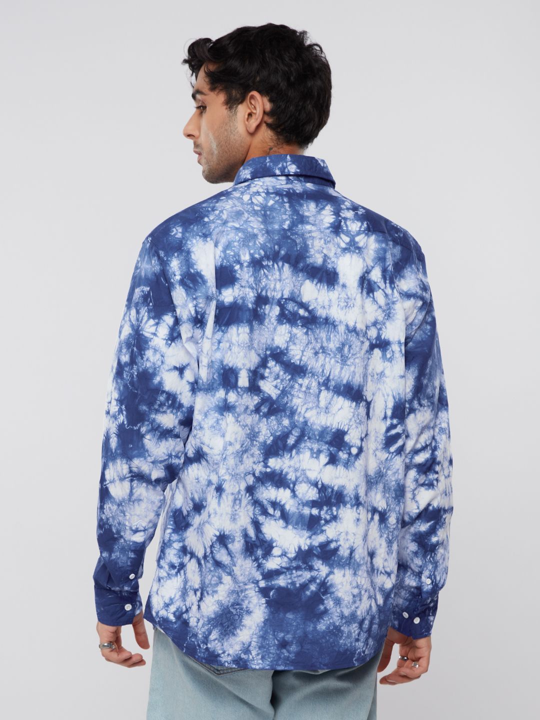 Tie Dye: Blue Men Relaxed Shirts