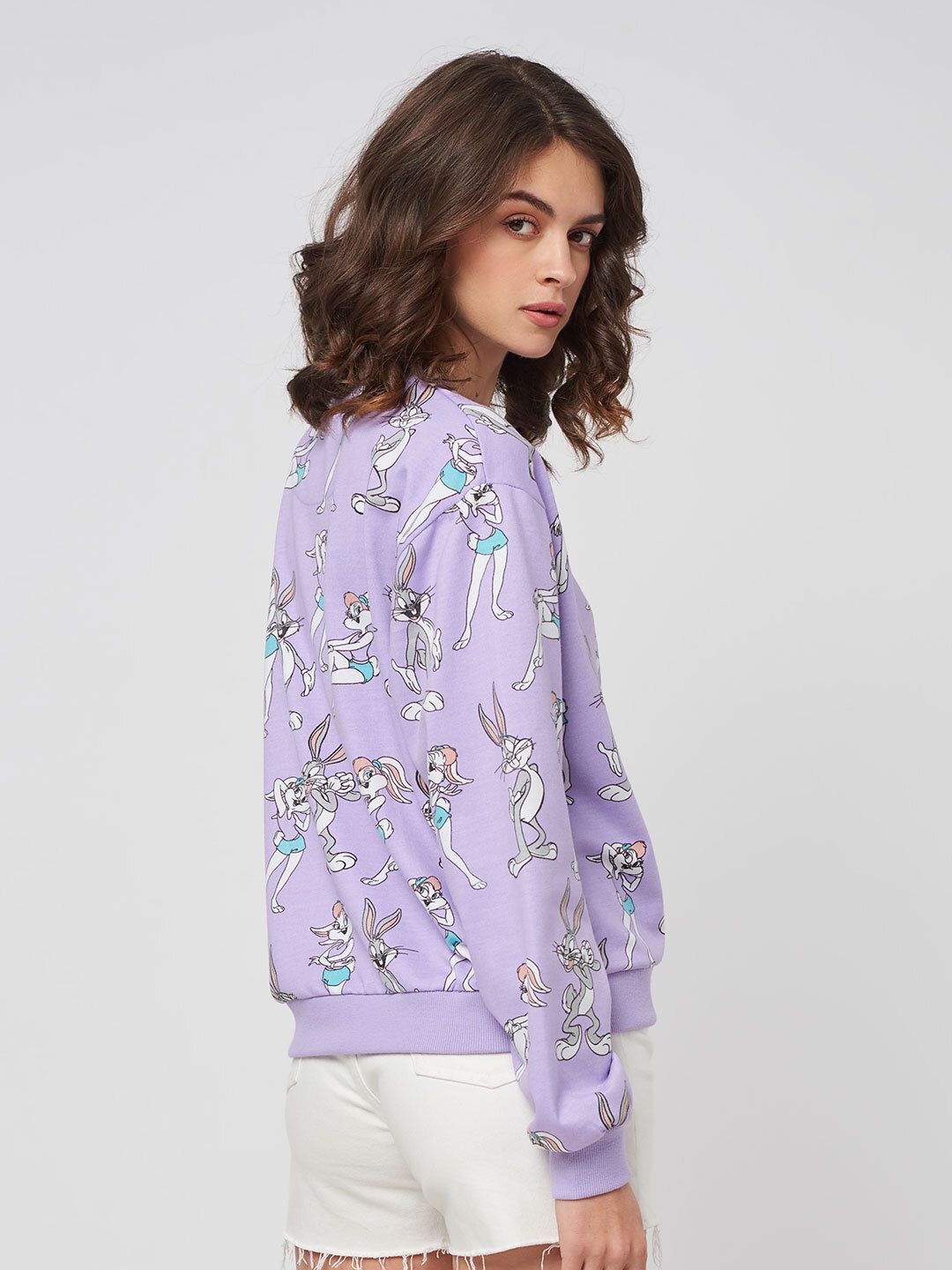 Looney Tunes: Bugs And Lola Pattern Women Relaxed Sweatshirts