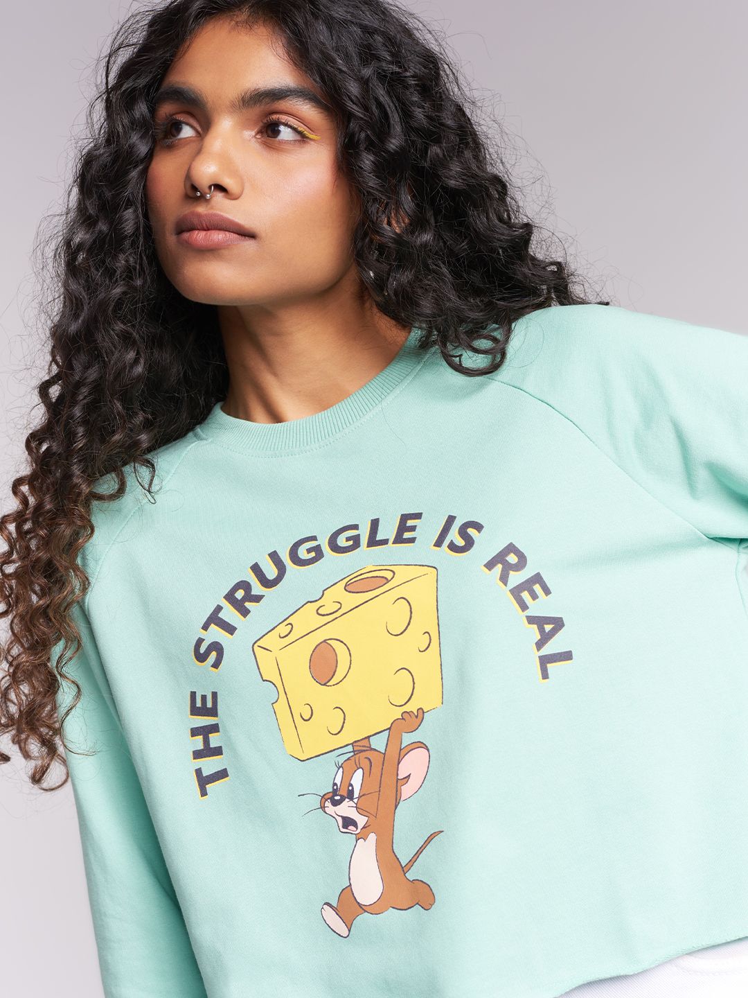 Tom & Jerry: Cheesy Jerry Women Oversized Sweatshirts