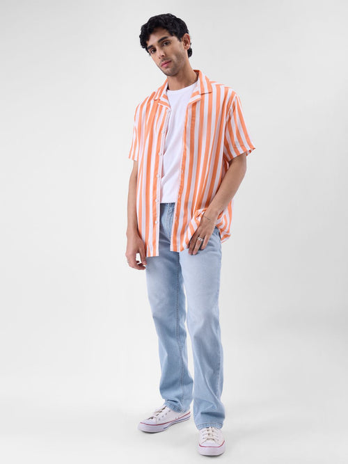 Solids: Mid Blue Wash (Straight Fit) Men Straight Fit Jeans