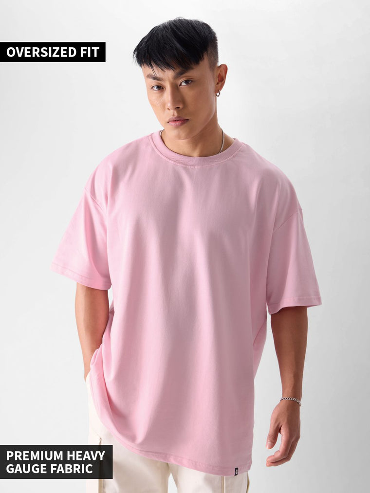 Solids: Baby Pink Oversized T-Shirts
