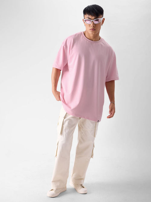 Solids: Baby Pink Oversized T-Shirts