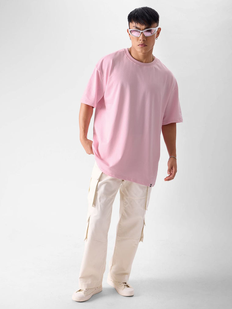 Solids: Baby Pink Oversized T-Shirts