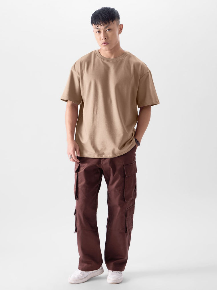 Solids: Soft Brown Oversized T-Shirts