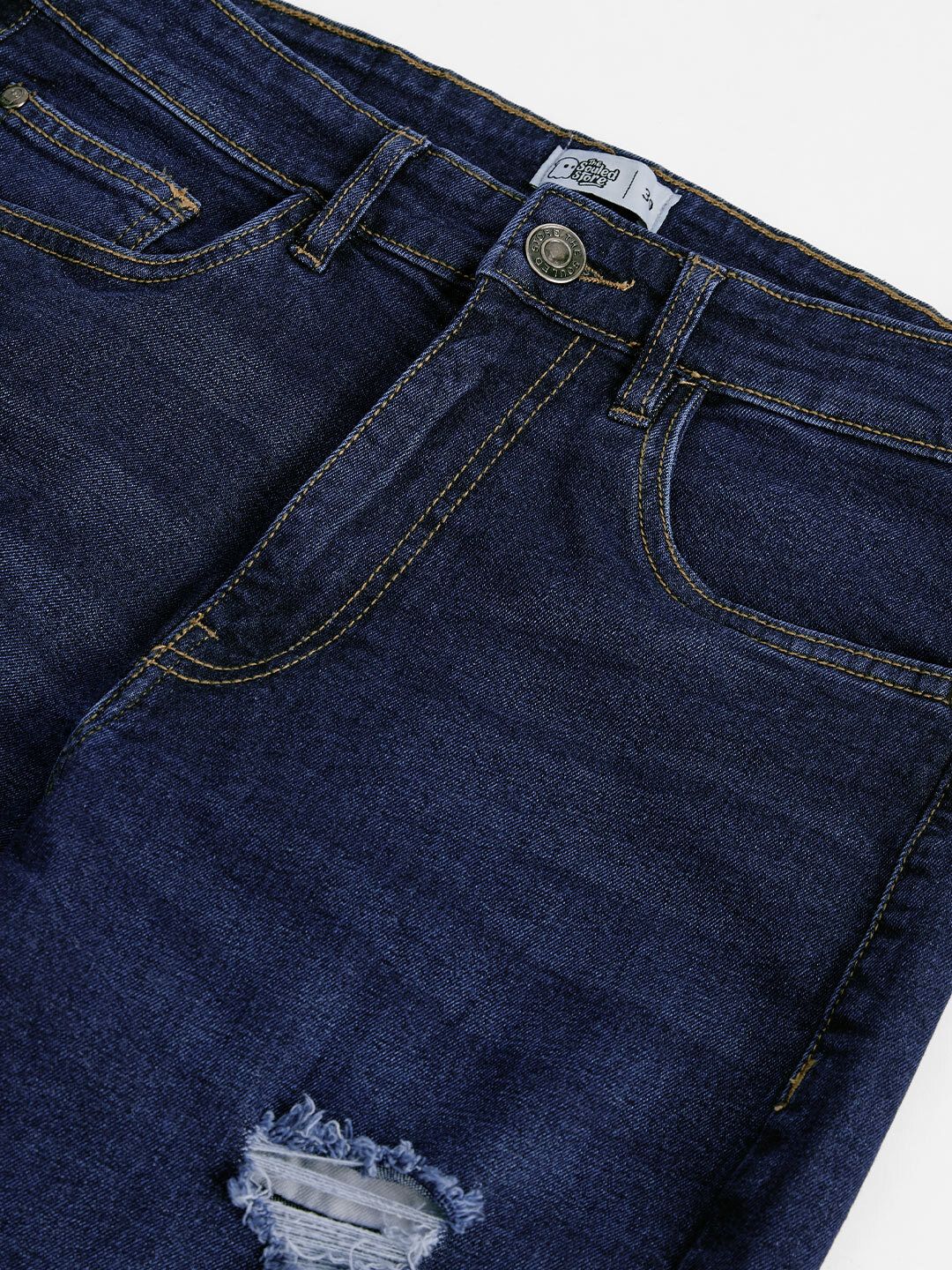Solids: Distressed Blue (Baggy Fit) Men Baggy Fit Jeans