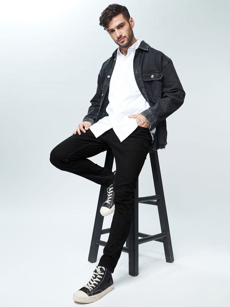 Classic Slim Fit Jeans: Pitchblack Men Classic Slim Fit Jeans