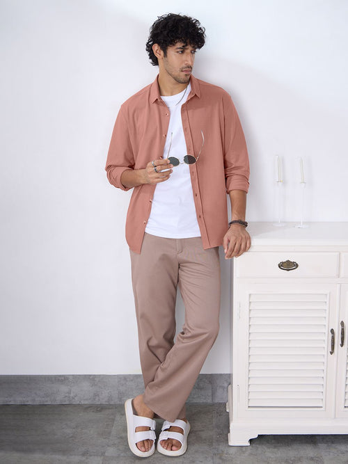 Textured Shirt: Quartz Brown Knit Shirts