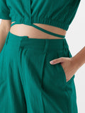 Solids: Teal Green Women Straight Pants