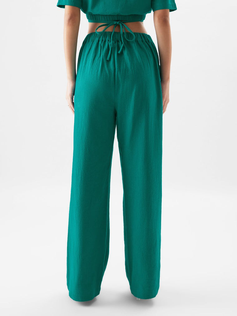 Solids: Teal Green Women Straight Pants