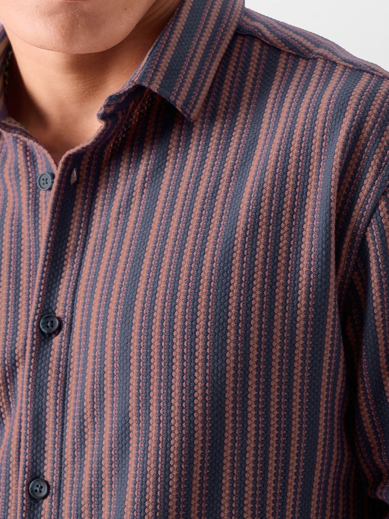 Stripes: Red And Brown Knit Shirts