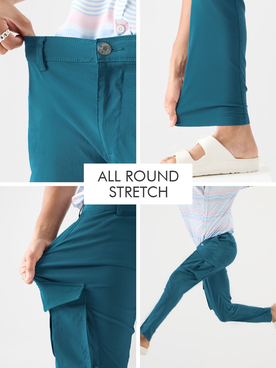 Power Stretch Cargo Pants: Steel Blue Men Cargo Pants