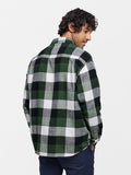 Plaid: Green Black Men Utility Shirts