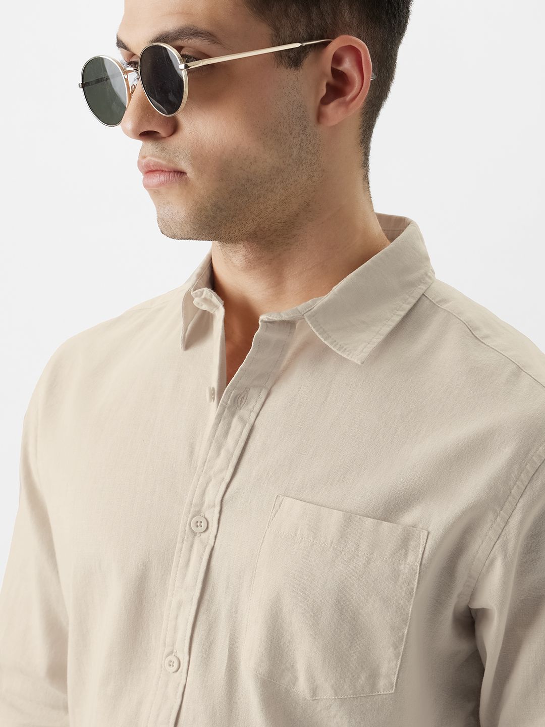 Cotton Linen: Sun-Kissed Beige Cotton Linen Shirts