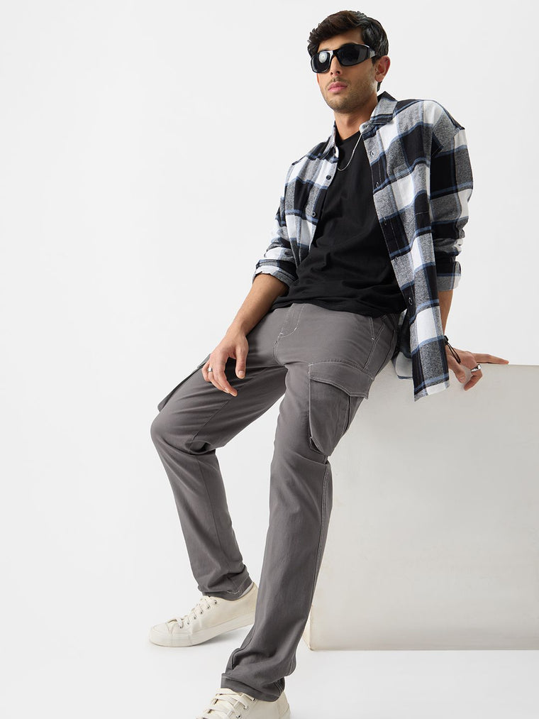 Solids: Misty Grey Men Cargo Pants