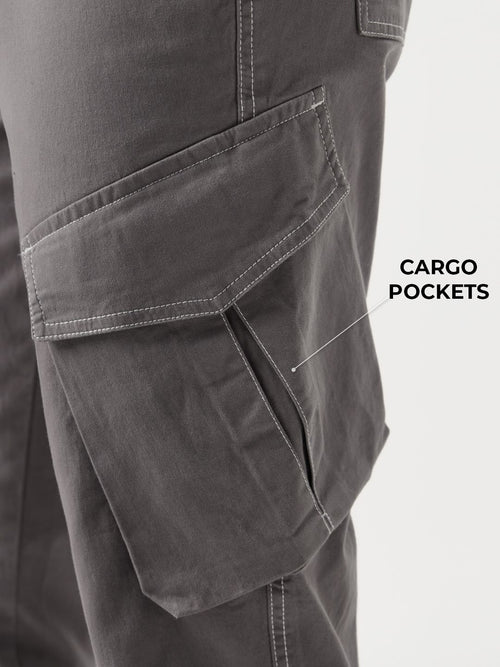 Solids: Misty Grey Men Cargo Pants
