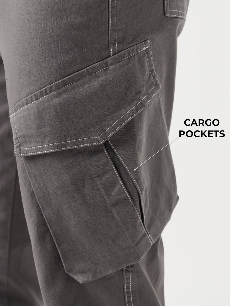 Solids: Misty Grey Men Cargo Pants