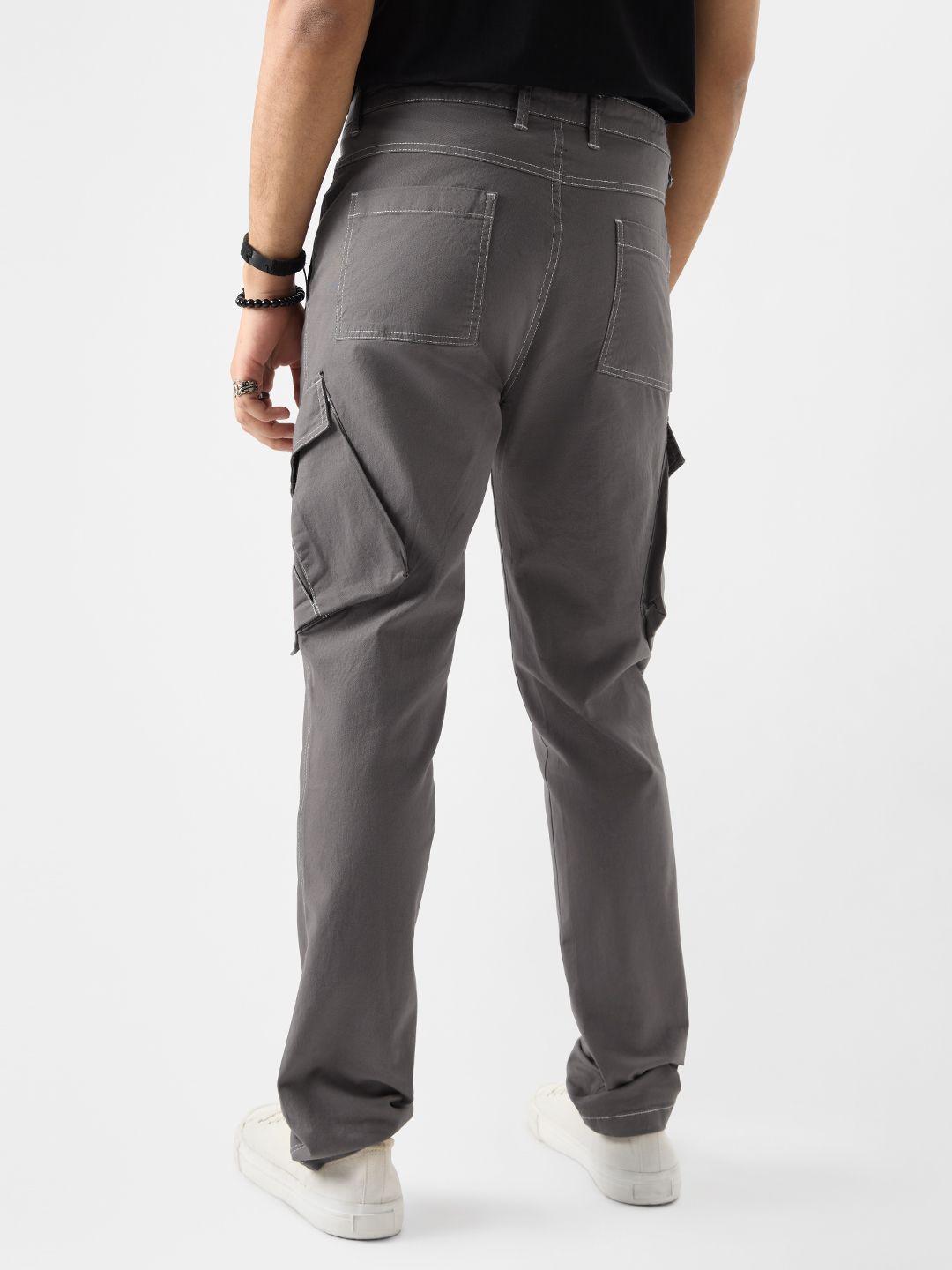 Solids: Misty Grey Men Cargo Pants