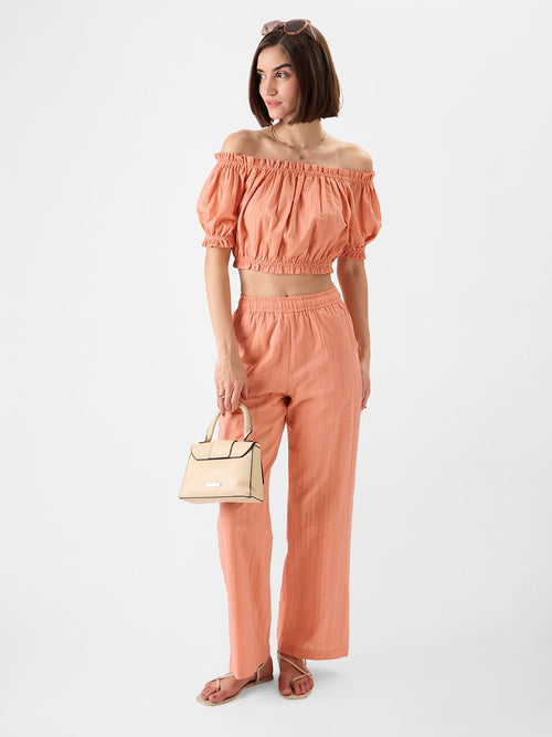 Solids: Apricot Women Straight Pants