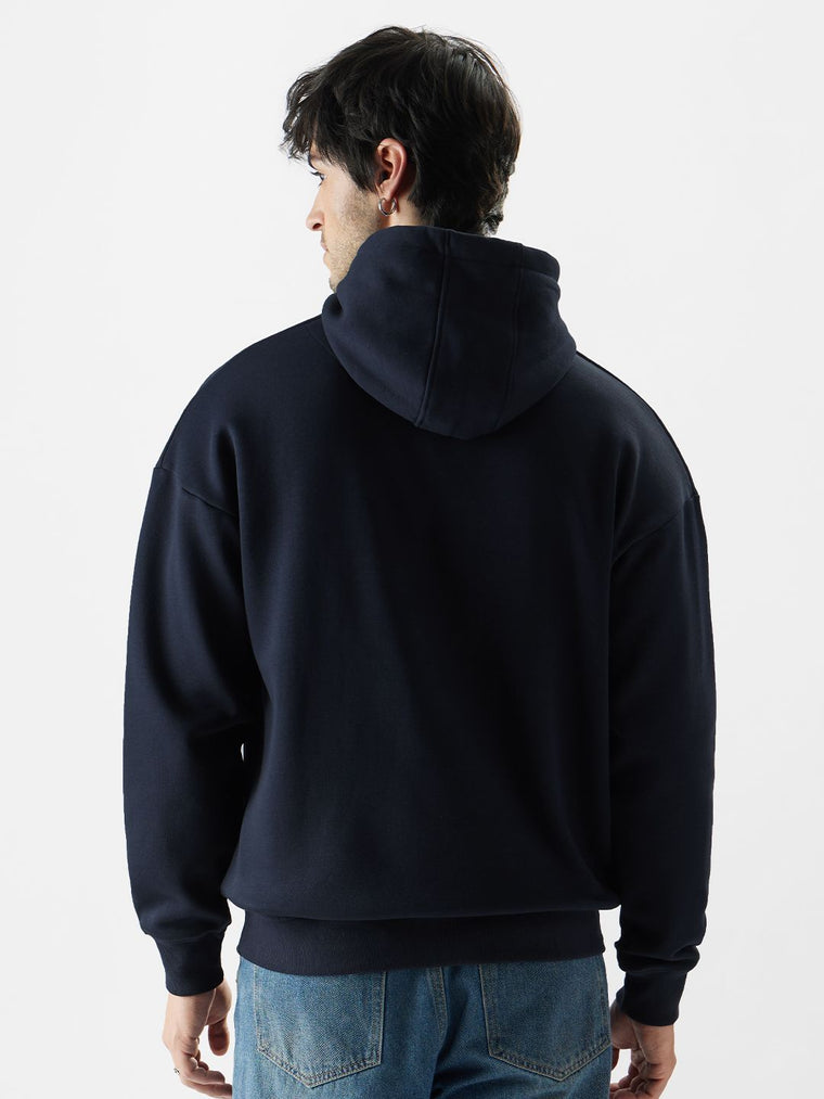 Solids: Navy Blue Men Oversized Hoodies