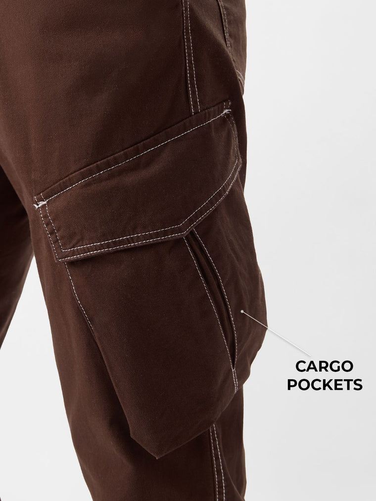 Solids: Chocolate Brown Men Cargo Pants