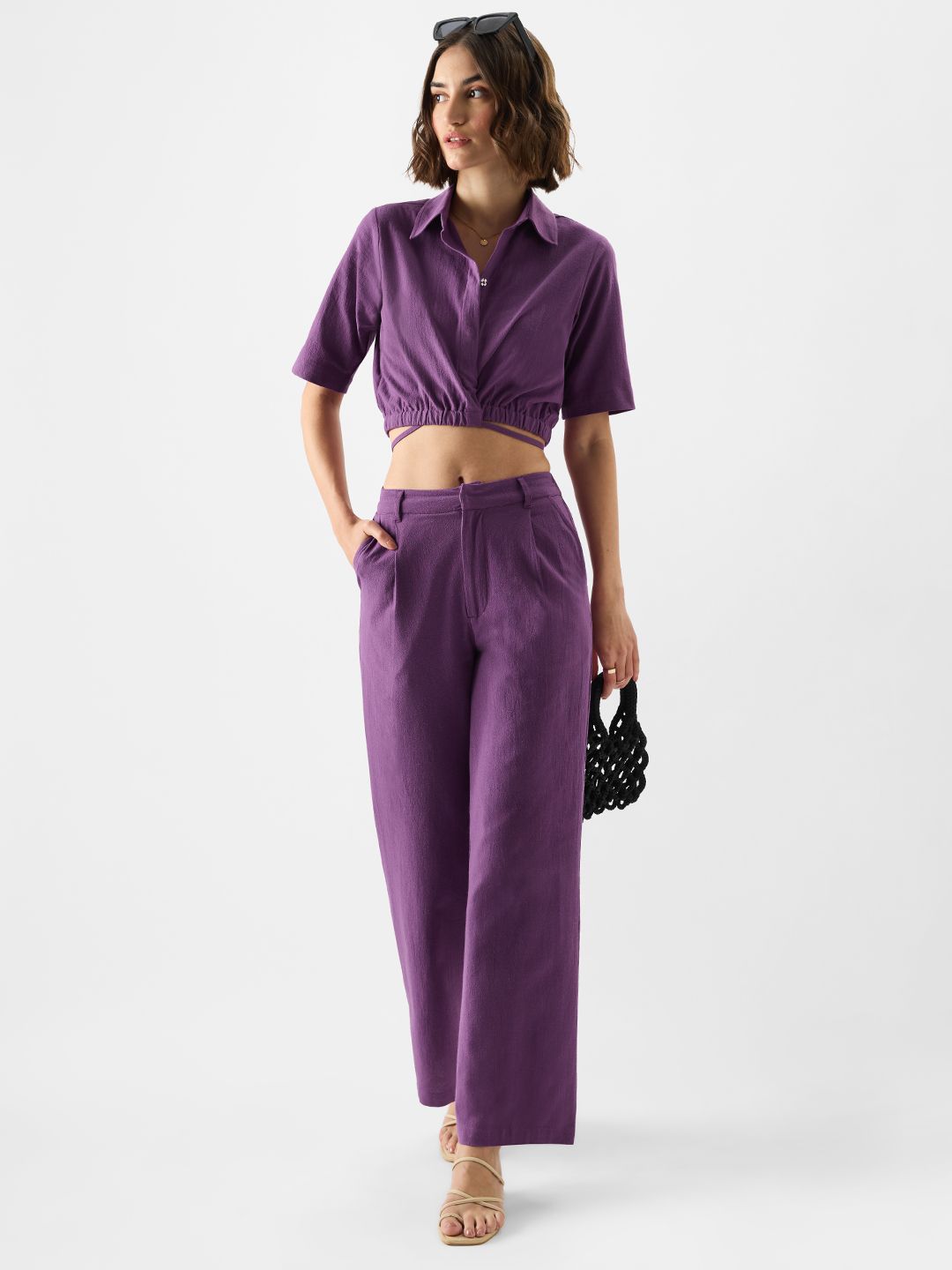 Solids: Plum Women Straight Pants