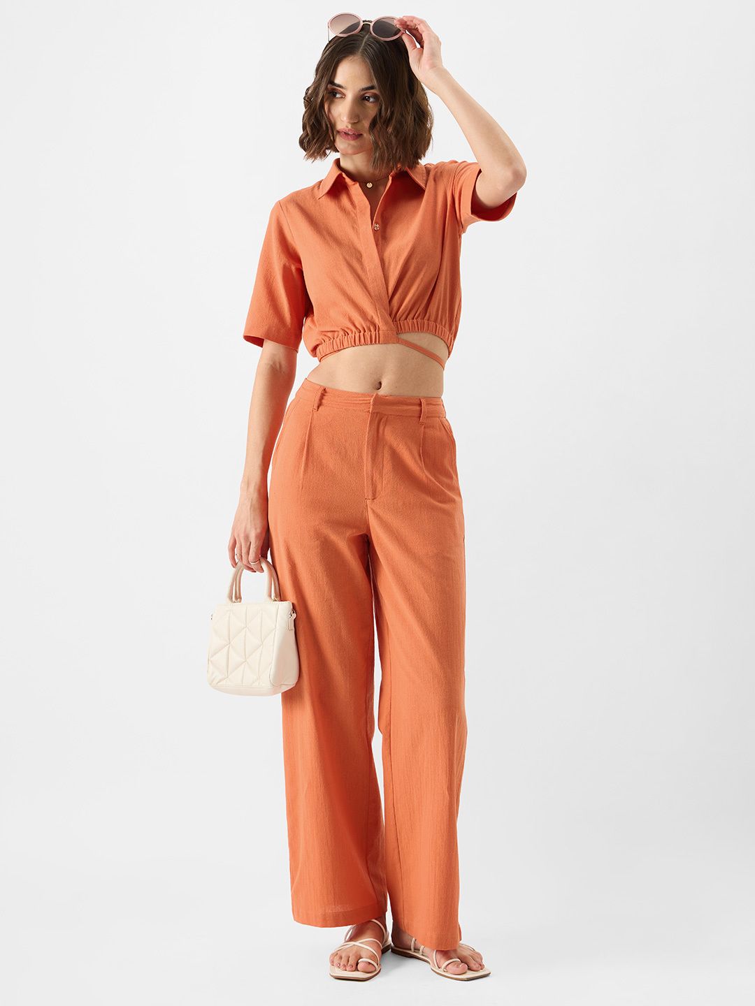 Solids: Rust Women Straight Pants
