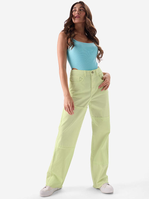 Solids: Misty Green Women Straight Pants