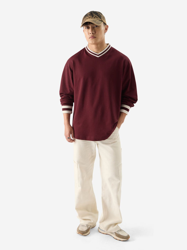 Solids: Burgundy Oversized Full Sleeve T-Shirts