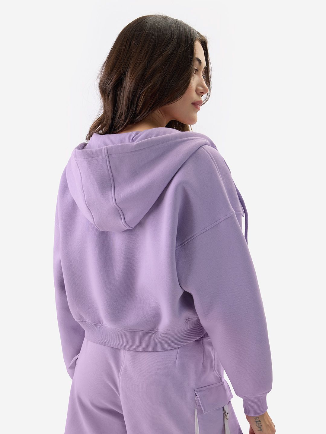 Utility Hoodie: Lilac Women Cropped Zipper Hoodies