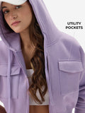 Utility Hoodie: Lilac Women Cropped Zipper Hoodies