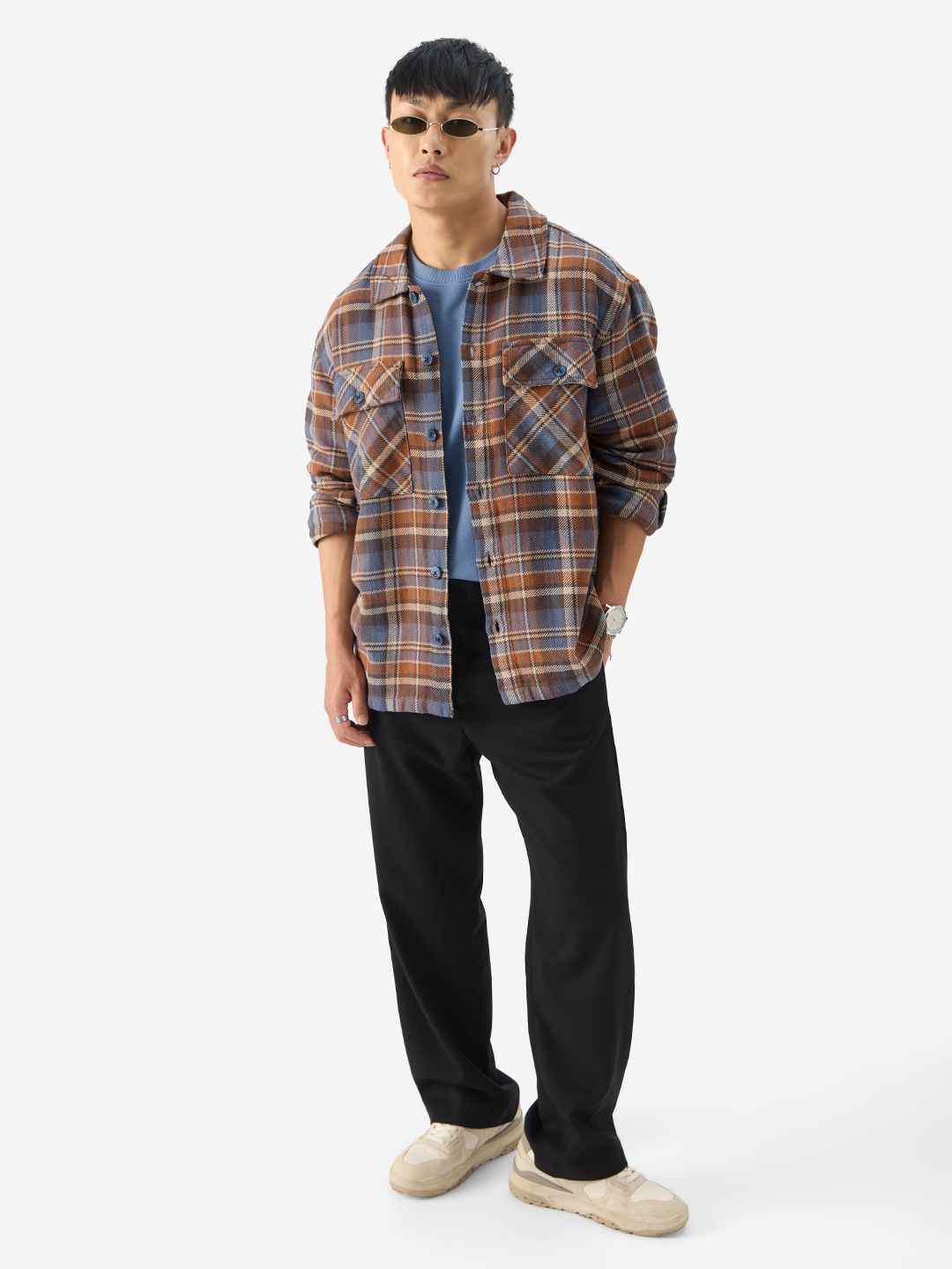 Plaids: Orion Brown Men Flannel Shackets