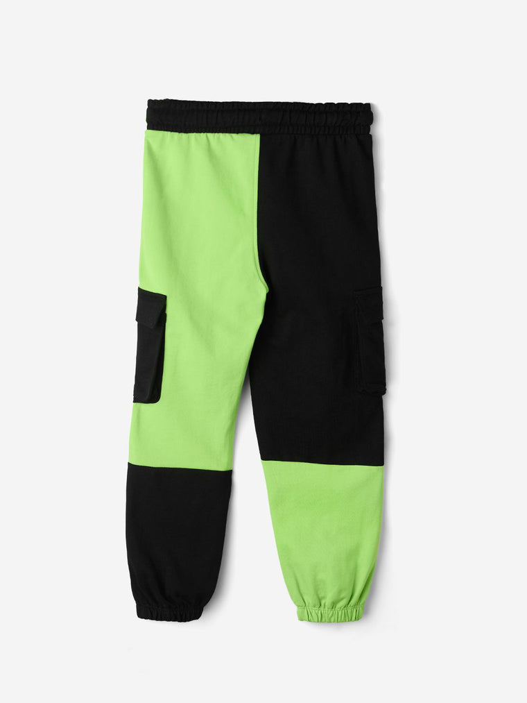Solids: Black and Green Boys Cotton Joggers (2-8 Yrs)