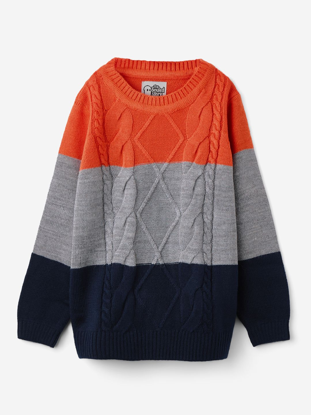 Solids: Orange, Blue (Colourblock) Boys Sweaters (2-8 Yrs)