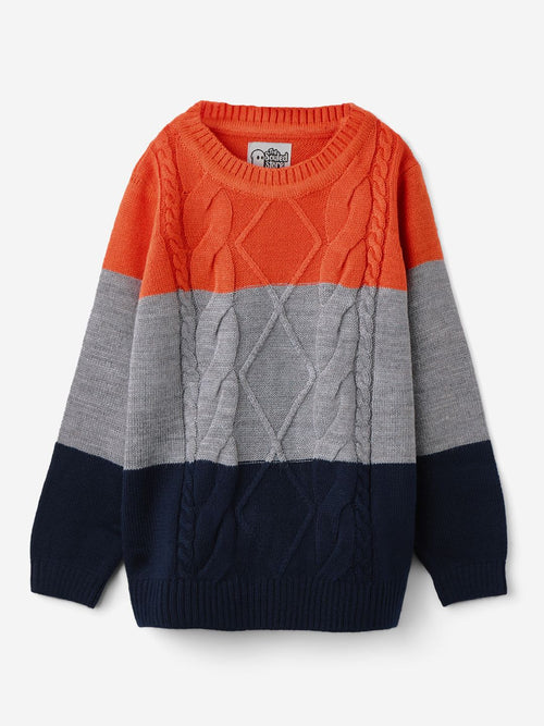 Solids: Orange, Blue (Colourblock) Boys Sweaters (2-8 Yrs)