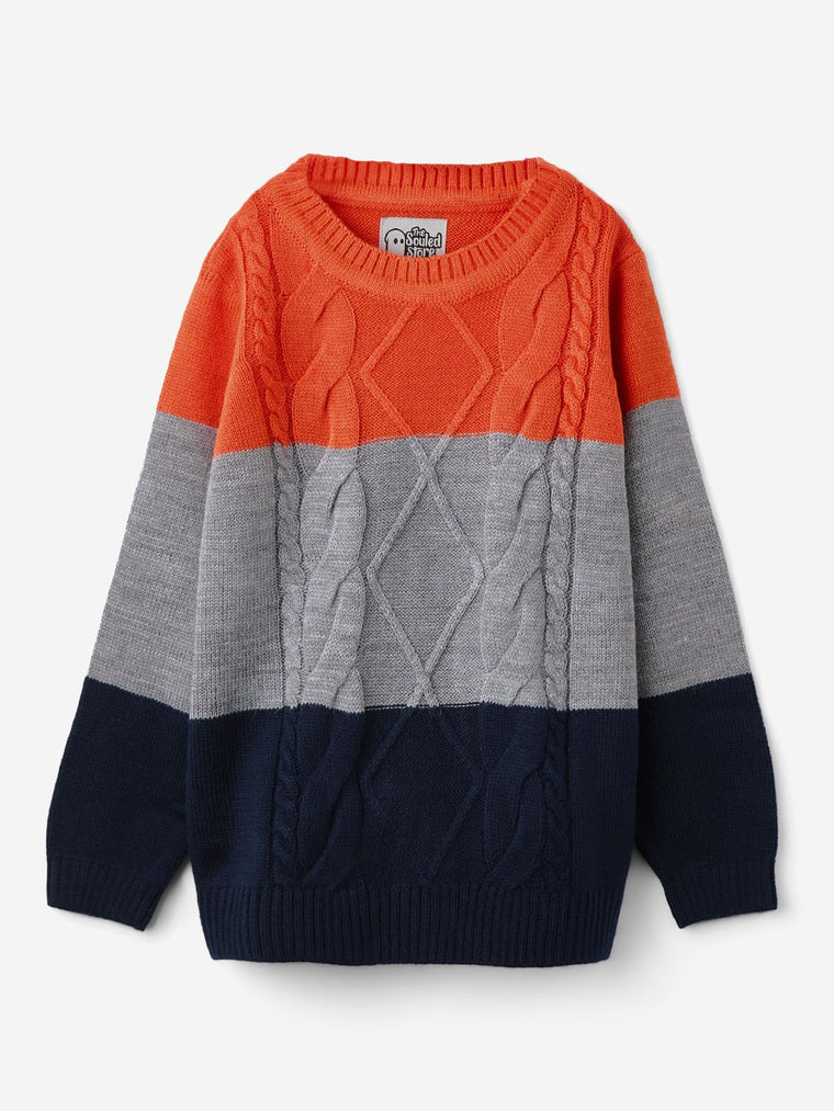 Solids: Orange, Blue (Colourblock) Boys Sweaters (2-8 Yrs)