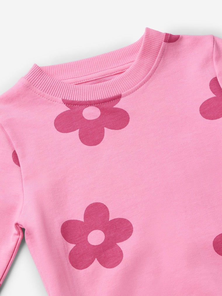 TSS Originals: Pink Flora Girls Cotton Sweatshirts (2-8 Yrs)
