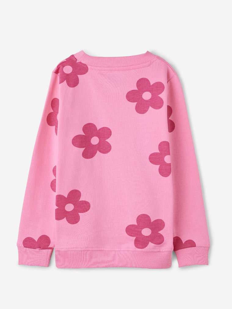 TSS Originals: Pink Flora Girls Cotton Sweatshirts (2-8 Yrs)