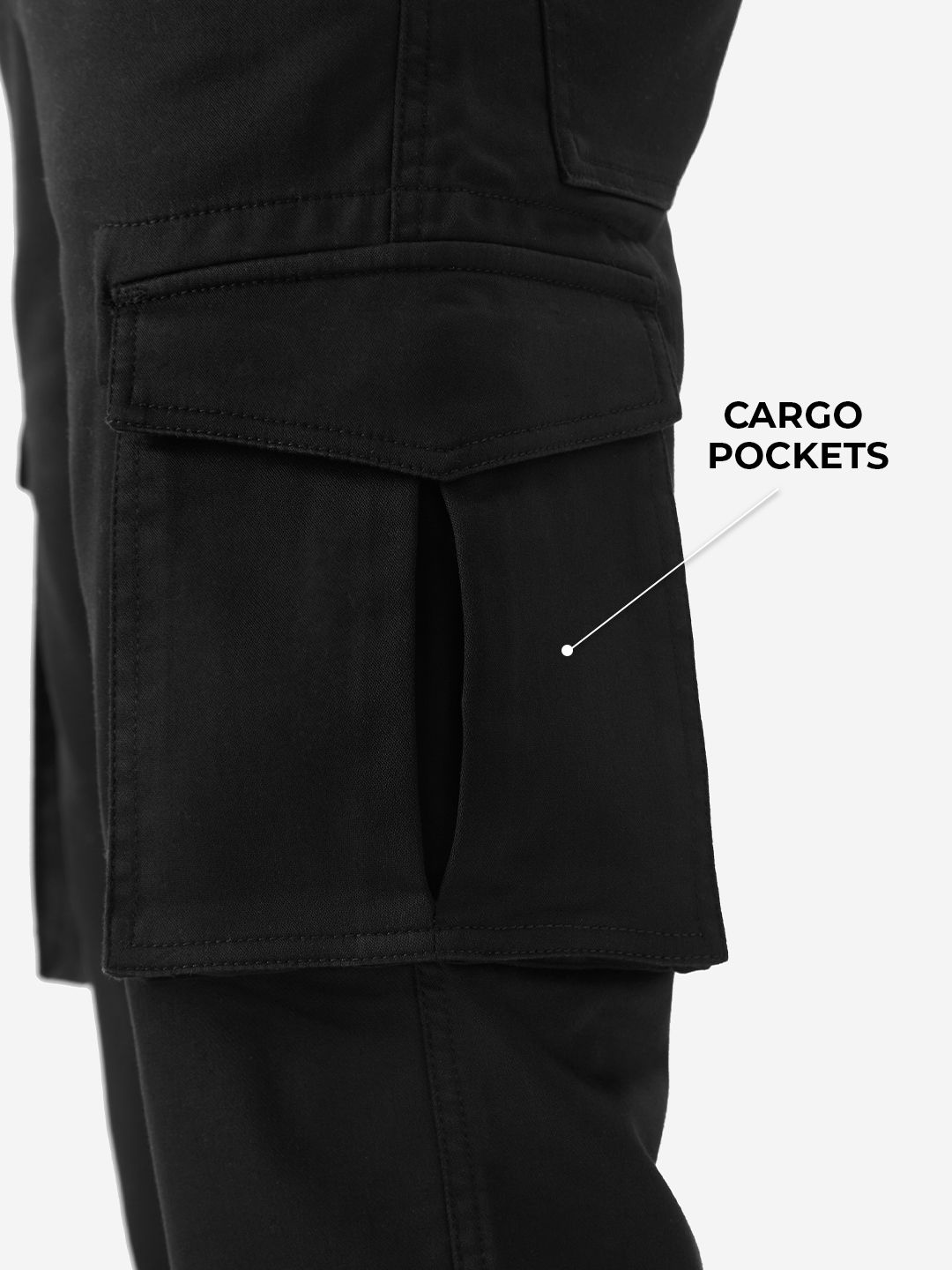 Solids: Jet Black Men Cargo Pants