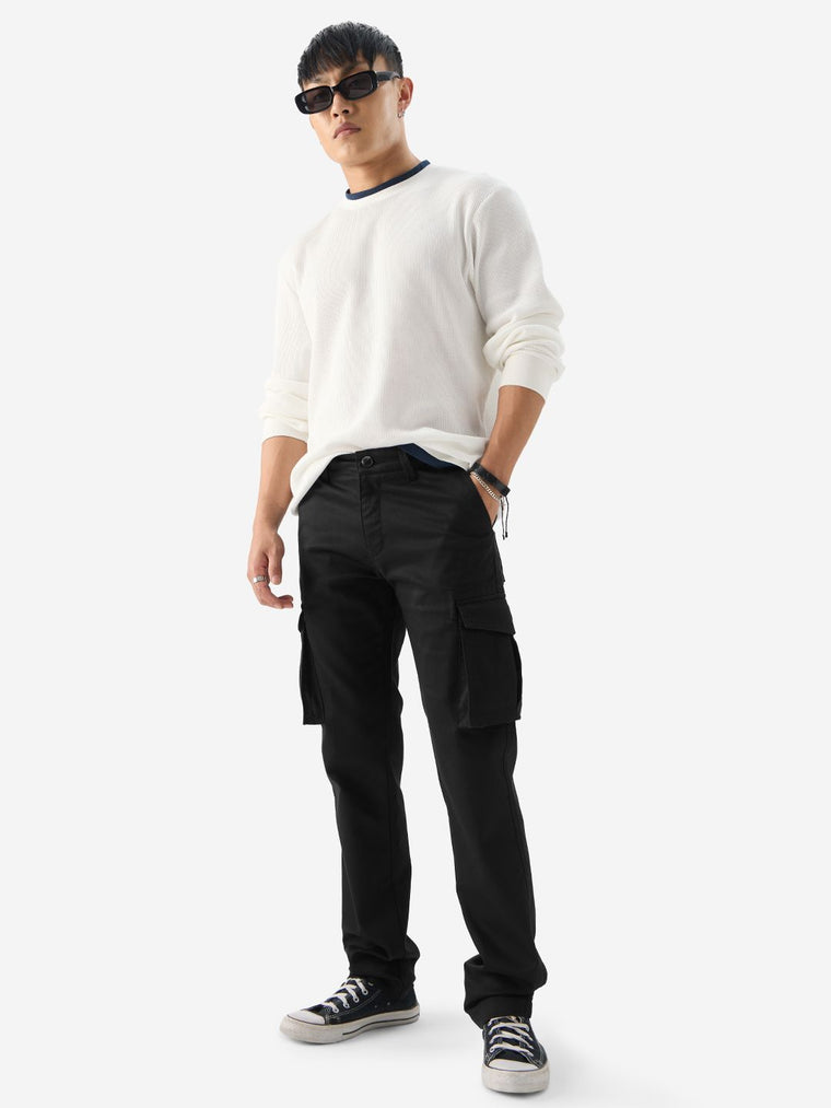 Solids: Jet Black Men Cargo Pants