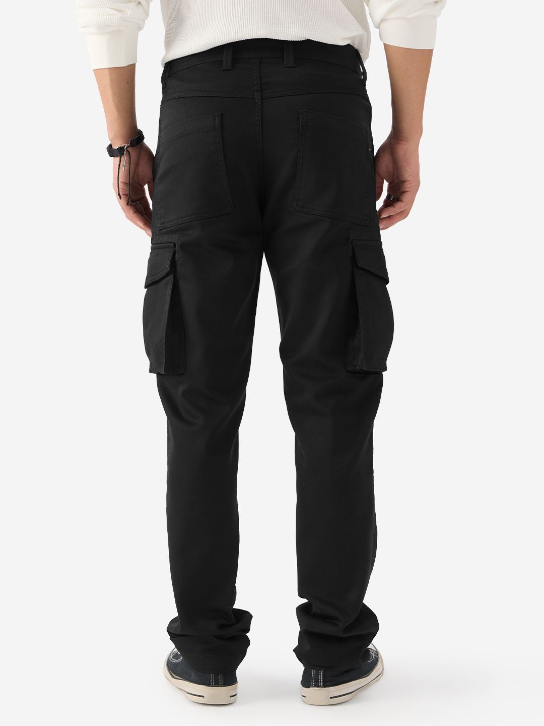 Solids: Jet Black Men Cargo Pants