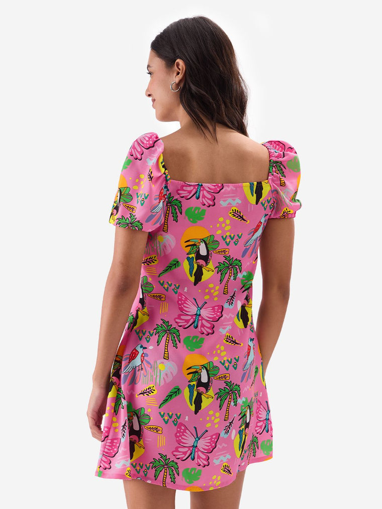 TSS Originals: Tropical Birds Pattern Women Fashion Dresses