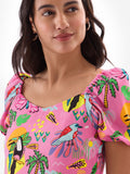 TSS Originals: Tropical Birds Pattern Women Fashion Dresses