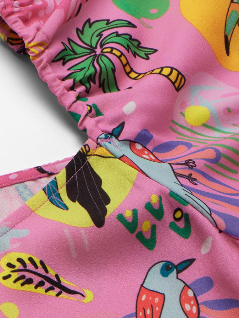 TSS Originals: Tropical Birds Pattern Women Fashion Dresses